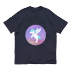 猫の隠れ家のちびっ子ペガサス（ホワイト） オーガニックコットンTシャツ