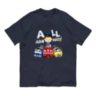 Train Kids! SOUVENIR SHOPの出発進行( All aboard ) ! タイトル文字色 : 白 ver. オーガニックコットンTシャツ