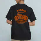 キッズモード某の武骨なバイクデザイン orange(前後pt） オーガニックコットンTシャツ