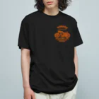 キッズモード某の武骨なバイクデザイン orange(前後pt） オーガニックコットンTシャツ