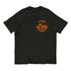 キッズモード某の武骨なバイクデザイン orange(前後pt） オーガニックコットンTシャツ