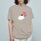 文鳥中心の文鳥さんのほっぺ オーガニックコットンTシャツ