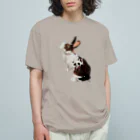 rabbit loverのフワフワうさぎ（茶ぶち） オーガニックコットンTシャツ