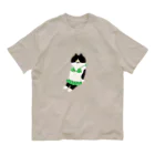 SUIMINグッズのお店の【大】緑のビキニのねこ オーガニックコットンTシャツ