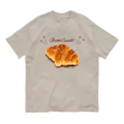 いわさきまゆこ｜食べ物イラストのバタークロワッサン オーガニックコットンTシャツ