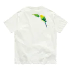 中原じゅん子グッズ店の背中インコ 緑 ・ 影あり Organic Cotton T-Shirt