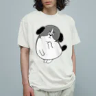 マツバラのもじゃまる心配　白黒 オーガニックコットンTシャツ