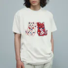 IZANAMI by Akane Yabushitaの【日本レトロ#01】招き猫 Organic Cotton T-Shirt