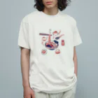 IZANAMI by Akane Yabushitaの【日本レトロ#25】ラーメン オーガニックコットンTシャツ