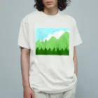 ✨🌈✨ユラクラカン🇯🇵 ✨🌈✨の☁️青空と雲☁️と青い山脈🗻ズ オーガニックコットンTシャツ