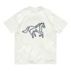 Futakawa Mayuのグッズショップの馬 ブチ 紺 オーガニックコットンTシャツ