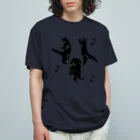 小鳥と映画館の踊るネコ オーガニックコットンTシャツ