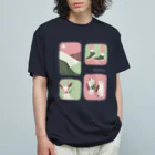 ayame_c29_illustrationsのやまのなかで_桃色 オーガニックコットンTシャツ