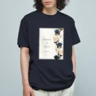 Rosa Mysticaのダリア＆ローズ nostalgic blue オーガニックコットンTシャツ