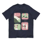 ayame_c29_illustrationsのやまのなかで_桃色 オーガニックコットンTシャツ