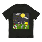 須田ふくろうの「キャンドルくんとライトくん」お月見 オーガニックコットンTシャツ