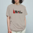 あおちゃん商会のHeart Strings (woodbass) Red オーガニックコットンTシャツ