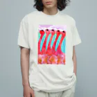 しゃんdeふる〜るのピンクフラミンゴ オーガニックコットンTシャツ