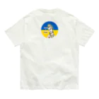 諭苑のSUZURI店のLove＆Peace観世音菩薩ウクライナ国旗背景 オーガニックコットンTシャツ