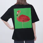 Ussy_0410の【細密画】Flamingoバックプリント　ブラック Oversized T-Shirt