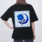 Licht_flowerの青い薔薇と月 オーバーサイズTシャツ