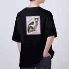 nekousagi*∩..∩のトラミ兄ちゃん自画像？ピンク【nekousagi*∩..∩ロゴ入り】 Oversized T-Shirt