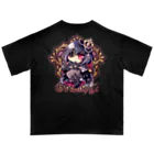 月蝕ざっか店＠SUZURIの不機嫌と王冠とお猫さま（For Backprint） オーバーサイズTシャツ