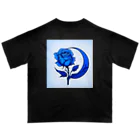 Licht_flowerの青い薔薇と月 オーバーサイズTシャツ