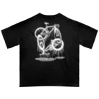 nidan-illustrationのmelted bikes #2 (white ink) オーバーサイズTシャツ