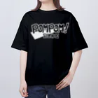 mf@PomPomBlogのPom Pom Blog Logo 2nd（white） Oversized T-Shirt