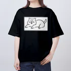 にこみもちのやつの苦笑い猫（白） オーバーサイズTシャツ