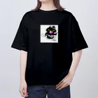 クロねこアワにゃん🐱のダッシュβ(白背景) オーバーサイズTシャツ