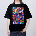 結華の障害者アート 手描きイラスト カラフル オーバーサイズTシャツ