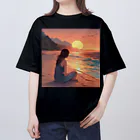 AISHOP の夕日を眺める少女　Ｂタイプ オーバーサイズTシャツ