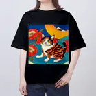 トカゲの猫浮き絵（夏） オーバーサイズTシャツ