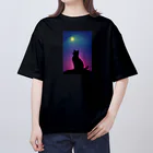 幸運のしっぽの黒猫と不思議な夜 Oversized T-Shirt