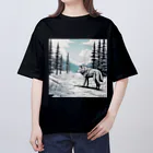 画狼の雪と狼 オーバーサイズTシャツ