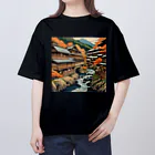 日本の風景 COOL JAPANの日本の風景、温泉街　Japanese hot spring town オーバーサイズTシャツ