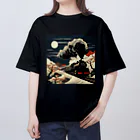 日本の風景 COOL JAPANの日本の風景:月夜のSL 蒸気機関車、Japanese senery: SL steam locomotive on a moonlit night オーバーサイズTシャツ