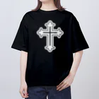 QUQU_WORKSの十字架 クロス 御守り ホワイト Oversized T-Shirt