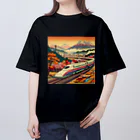 日本の風景 COOL JAPANの日本の風景:田園地帯を駆け抜ける新幹線、Japanese scenery: Shinkansen running through the countryside Oversized T-Shirt