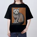 F2 Cat Design Shopのhairless cat 001 オーバーサイズTシャツ