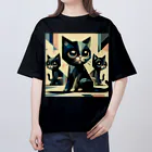 スタイル112の黒猫　キュビズム01 オーバーサイズTシャツ