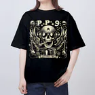 Prosperous Peony 6のバンド風Tシャツ　髑髏 Oversized T-Shirt