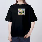 OkometoOmochiの紫陽花とポップコーン オーバーサイズTシャツ