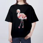 Yuhki | おばけのゆうき 公式オンラインショップの両足で立つフラミンゴ(ちぎり絵) オーバーサイズTシャツ