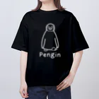 MrKShirtsのPengin (ペンギン) 白デザイン オーバーサイズTシャツ