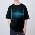 LalaHangeulの遠近グリッドのネオン宇宙 オーバーサイズTシャツ