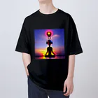 Theososの瞑想するエイリアン オーバーサイズTシャツ