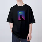 幸運のしっぽの黒猫と不思議な夜 Oversized T-Shirt